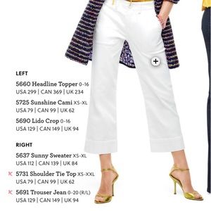 CAbi Lido White Crop Pants, Wide Cuff, Sz 16, NWOT, Perfect Spring/summer